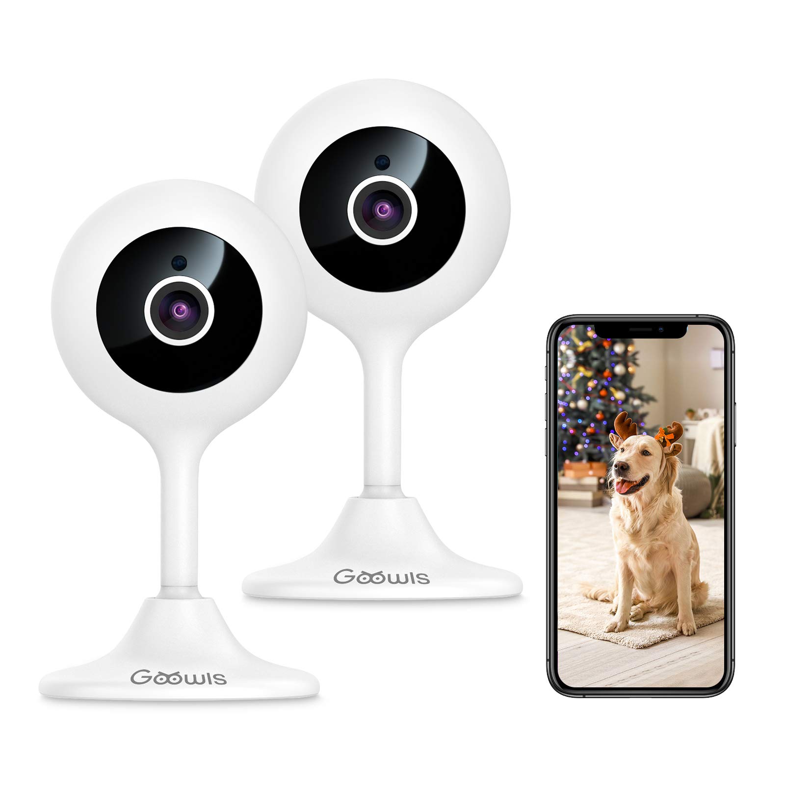 Goowls Security Camera Indoor, 2-Pack 1080p HD 2.4GHz WiFi Plug-in IP Camera for Home Security, Baby/Dog/Pet/Nanny Camera ...