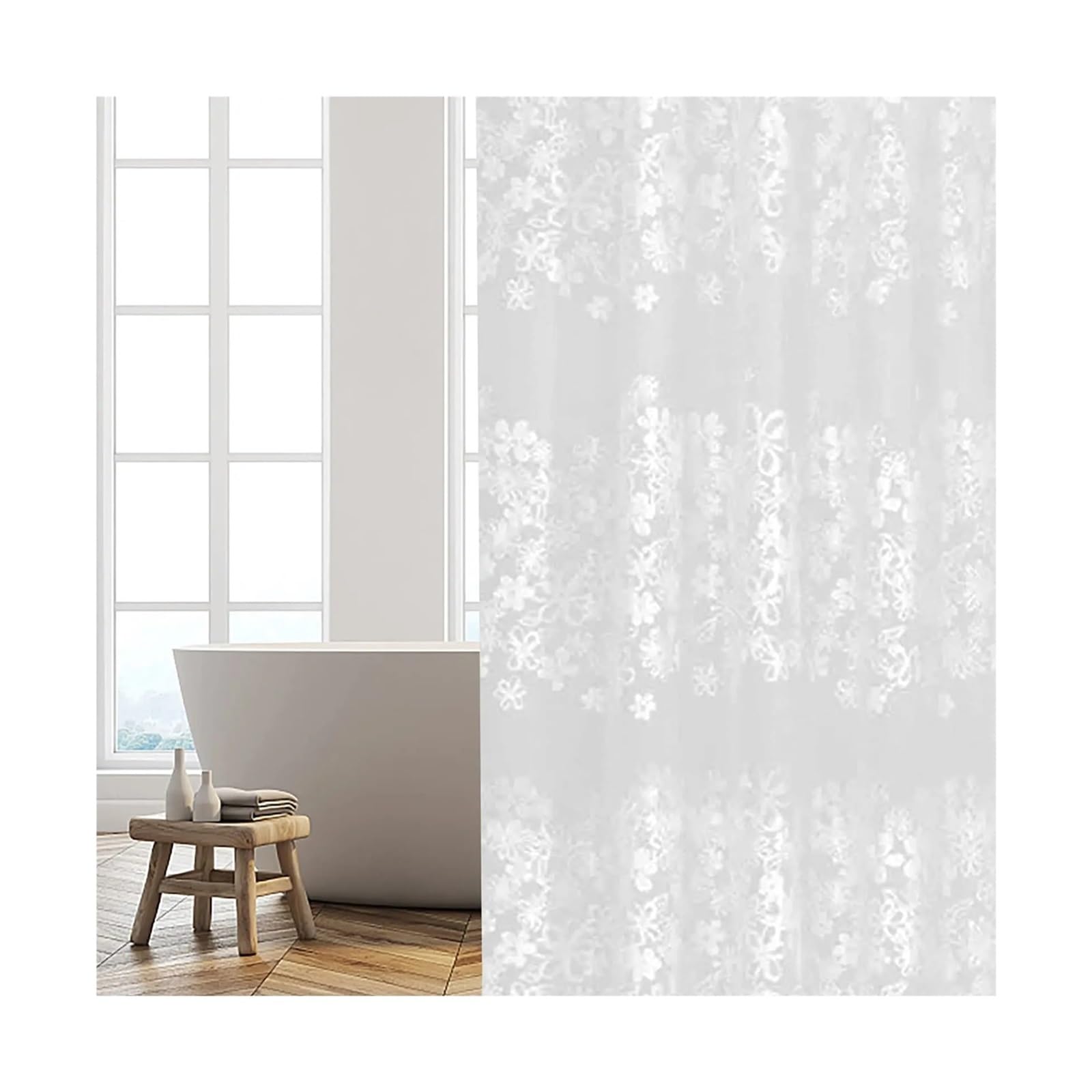 QHMMDCN Shower Curtain Shower Curtain 180 X 180 Semi Transparent, PEVA Waterproof, Semi Transparent