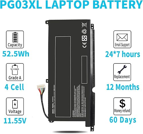Miniatura 5 de Batería de portátil PG03XL de 52.5Wh para HP Pavilion Gaming 15-DK 15T-DK 15-EC 15-DK0XXX 15-DK0056WM 15-DK0068WM 15-DK0055NR 15T-DK200 15-EC0013DX