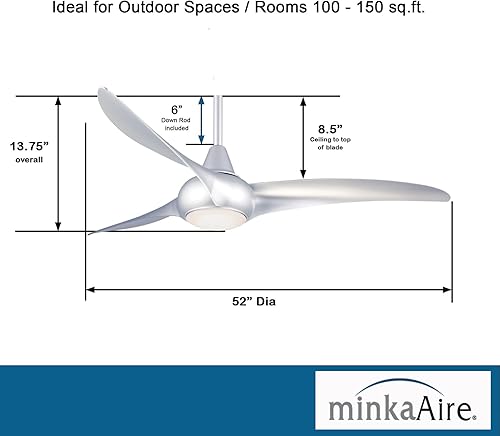 Miniatura 4 de Ventilador de techo Minka-Aire F844-WH con movimiento ligero, color blanco de 52 pulgadas, con mando a distancia