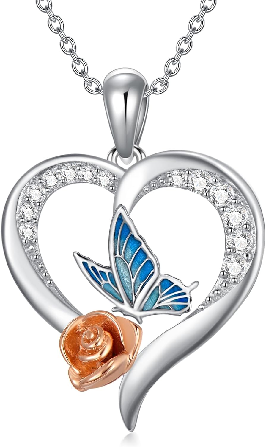 S925 Sterling Silver Dragonfly/Butterfly/Ladybug Necklace Dainty Pendant Necklace Birthday Valentine's Day Gift for Women Her