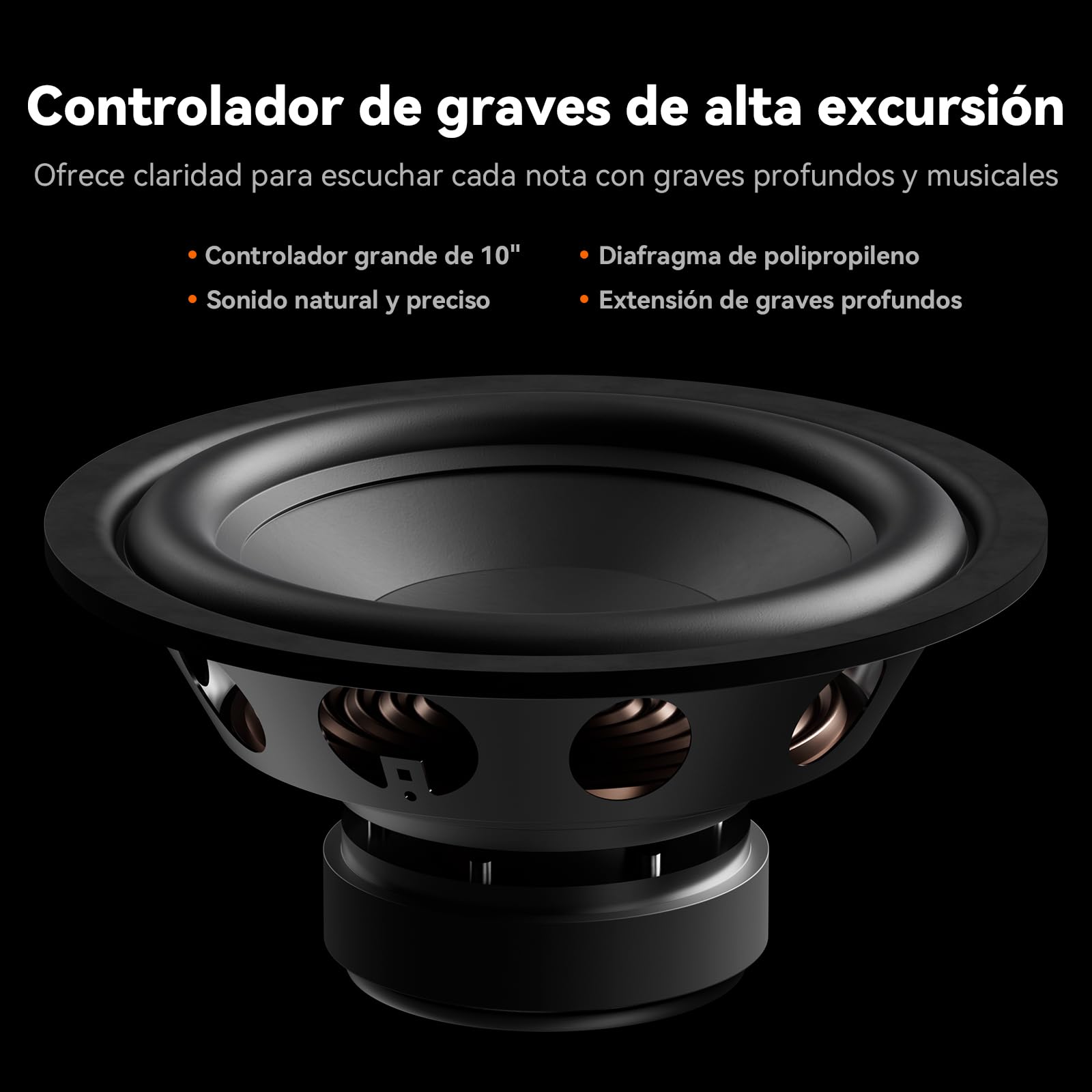 Fosi Audio SW10 Subwoofer Activo de 10" y 500 W con Amplificador Integrado, Compacto y Activo de 10" para Cine en Casa, con Entradas y Salidas LFE y RCA
