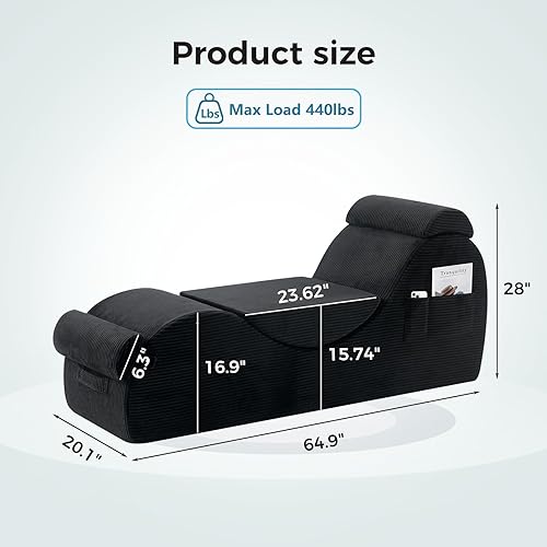 Miniatura 2 de Sillas de yoga para adultos, tumbona ergonómica para interiores con bolsillo lateral, almohada lumbar, otomana, silla de yoga perfecta para