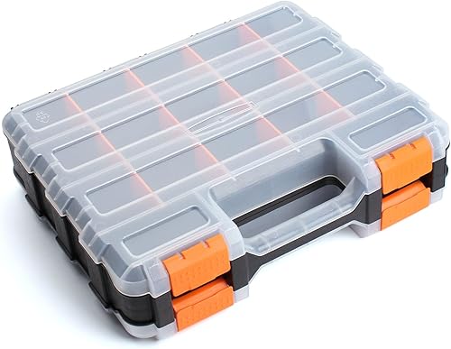 Caja de herramientas de doble cara, organizador de herramientas de plástico para piezas pequeñas, con separadores de plástico extraíbles para