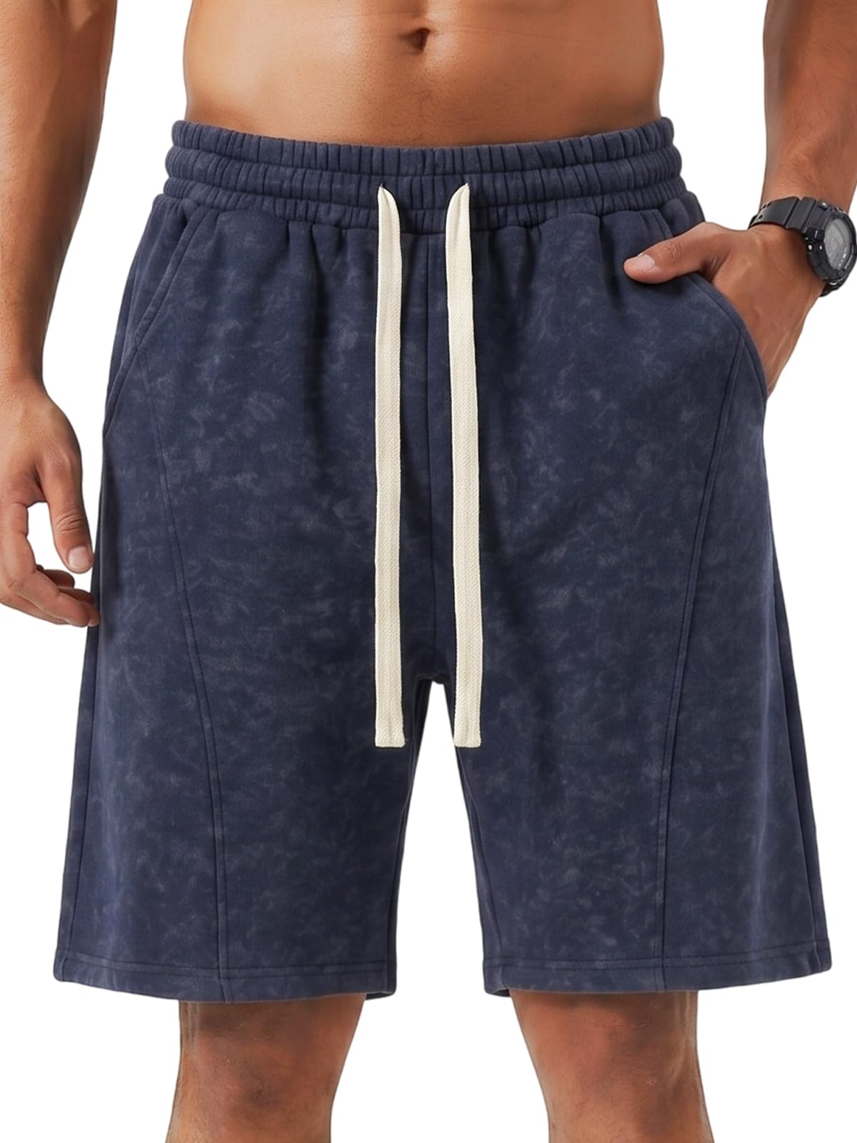 ZUY Men's Baggy Sweat Shorts Cotton Fleece 8" Athletic Shorts Pro Workout Gym Lounge Shorts for Mens with Pockets