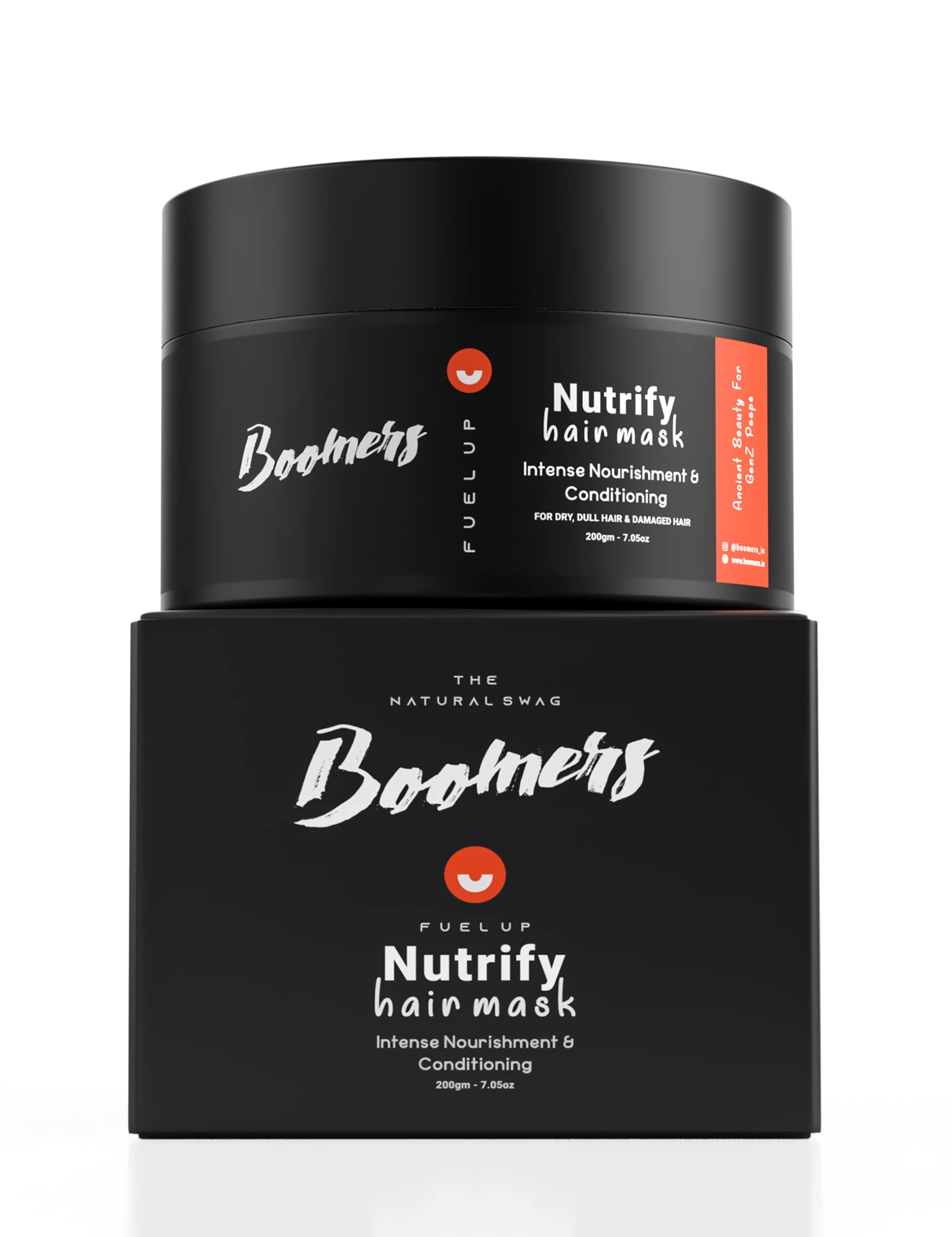 Boomers Fuelup Nutrify Protein Hair Mask - 200gm Sulphate Free - Nourishes, Controls Hair Fall and Frizz With Rice Protein, Bhringraj, Watermelon Seed Oil, and Lychee Extract For Dry and Damaged Hair