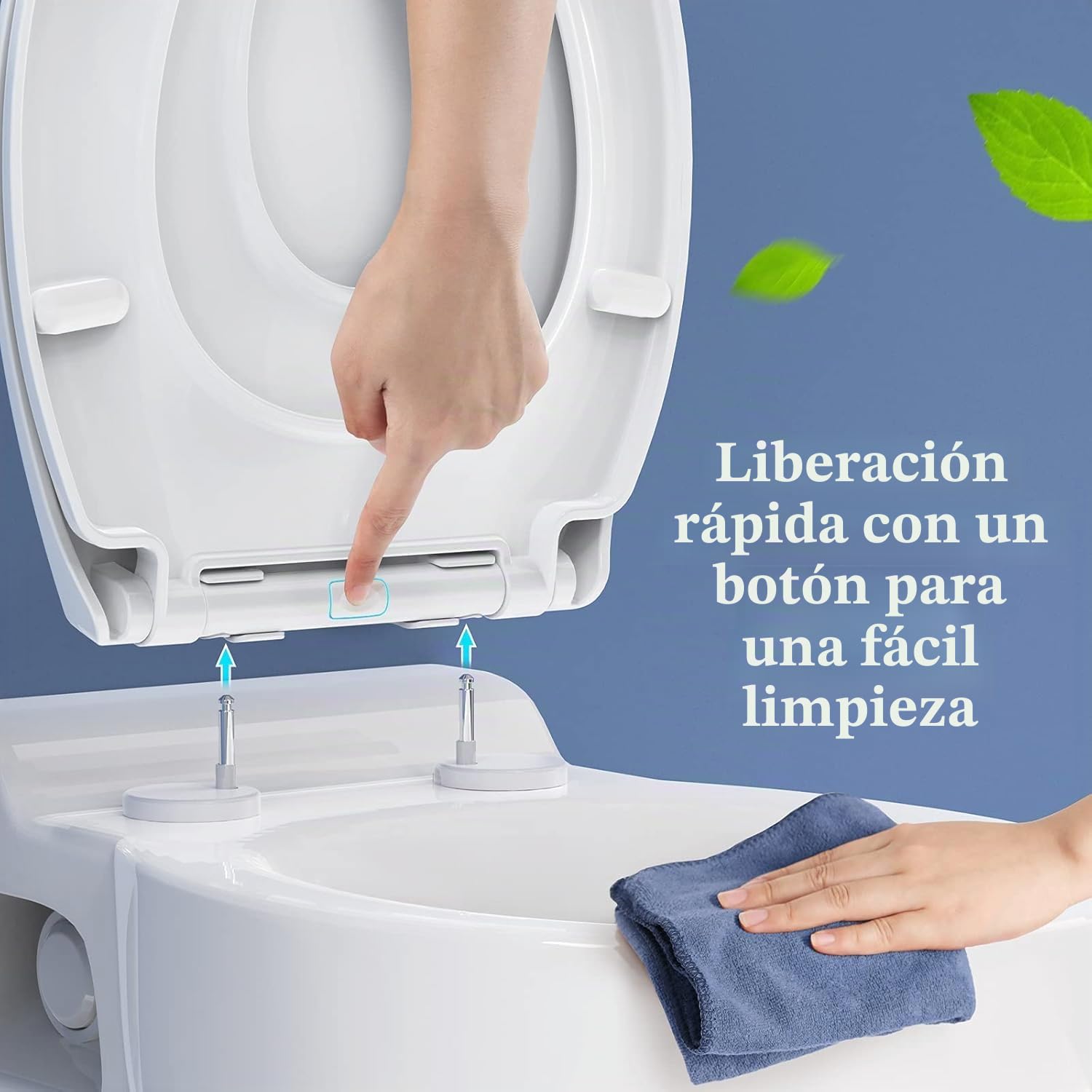 STOREMIC Tapa de inodoro con dispositivo automático de descenso automático, asiento de inodoro con cierre magnético para niños, función de liberación rápida, con bisagras ajustables, forma de O