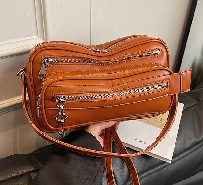 Zipper Hobo Purses for Women PU Leather Multi-pocket Shoulder Bag Chic Crossbody Bag 20252