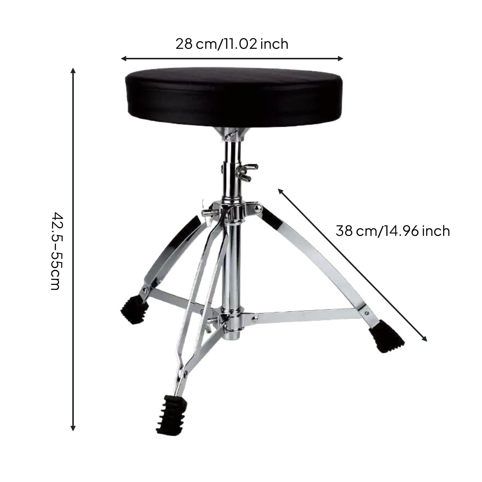 Sillín Batería Ajustable Banqueta Batería con Asiento Acolchado Cómodo Banco para Bateristas, Percusionistas, Escenario
