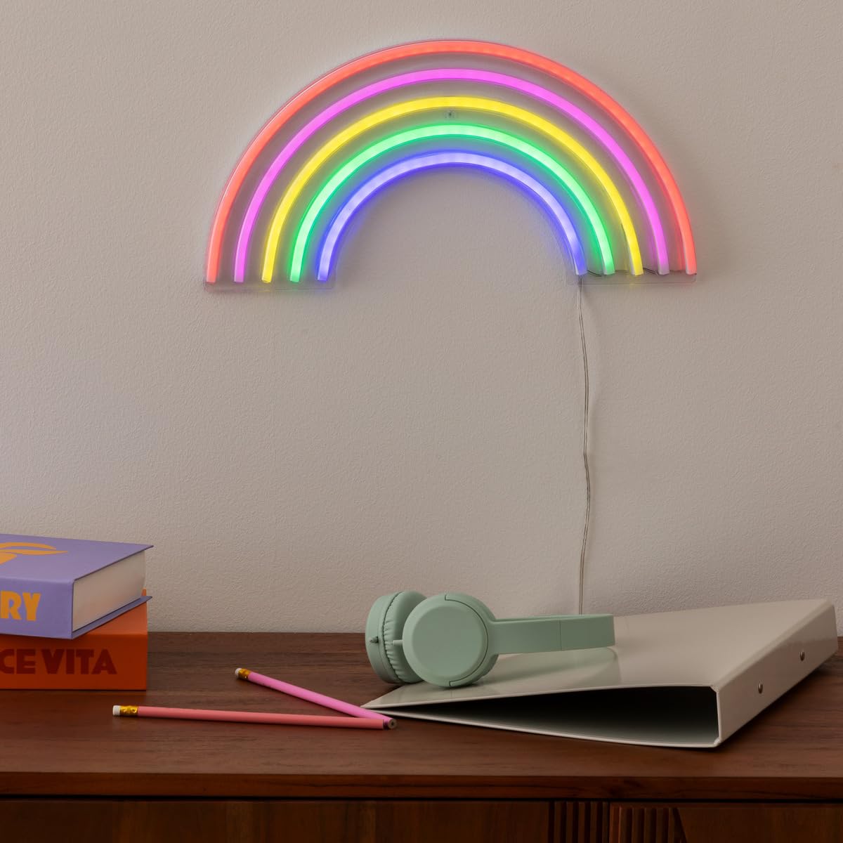 Atmosphera - Tube néon mural led arc en ciel l38cm