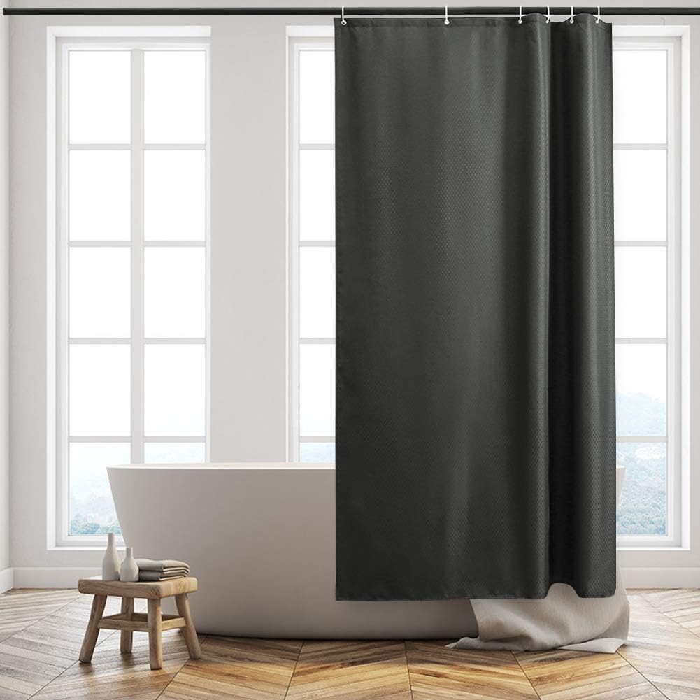 Furlinic Shower Curtains Bathroom Waterproof Mould Proof Weighted Fabric Curtains 90x180cm for Bathtub in Wetroom Dark Grey Narrow 36" Wide 71" Long Set including 8 ADS Hooks - Image 3