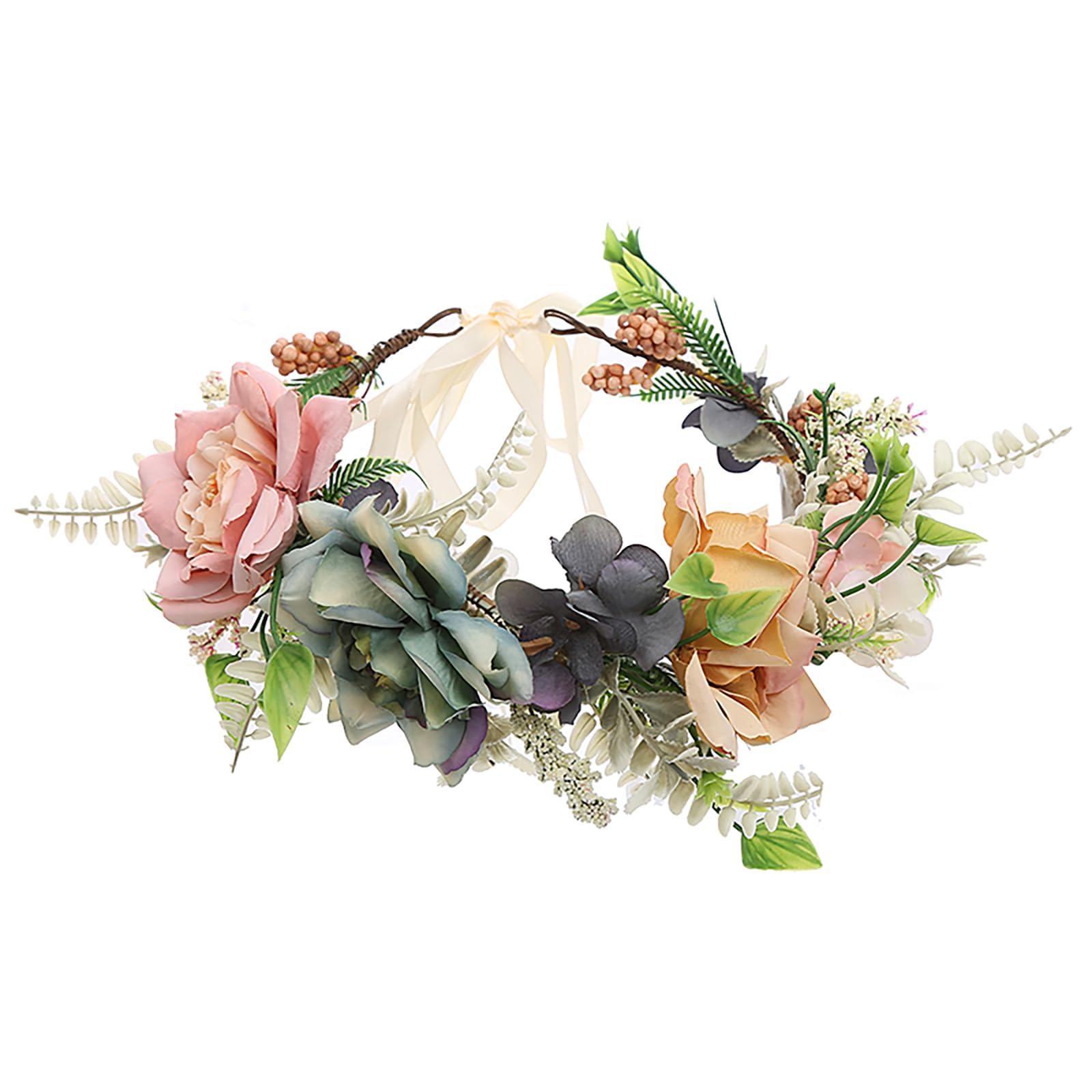 Vivivalue Fairy Flower Crown woodland floral headband Forest Elf Headpiece Elven Circlet Accessory for Women Halloween Cosplay Renaissance Party