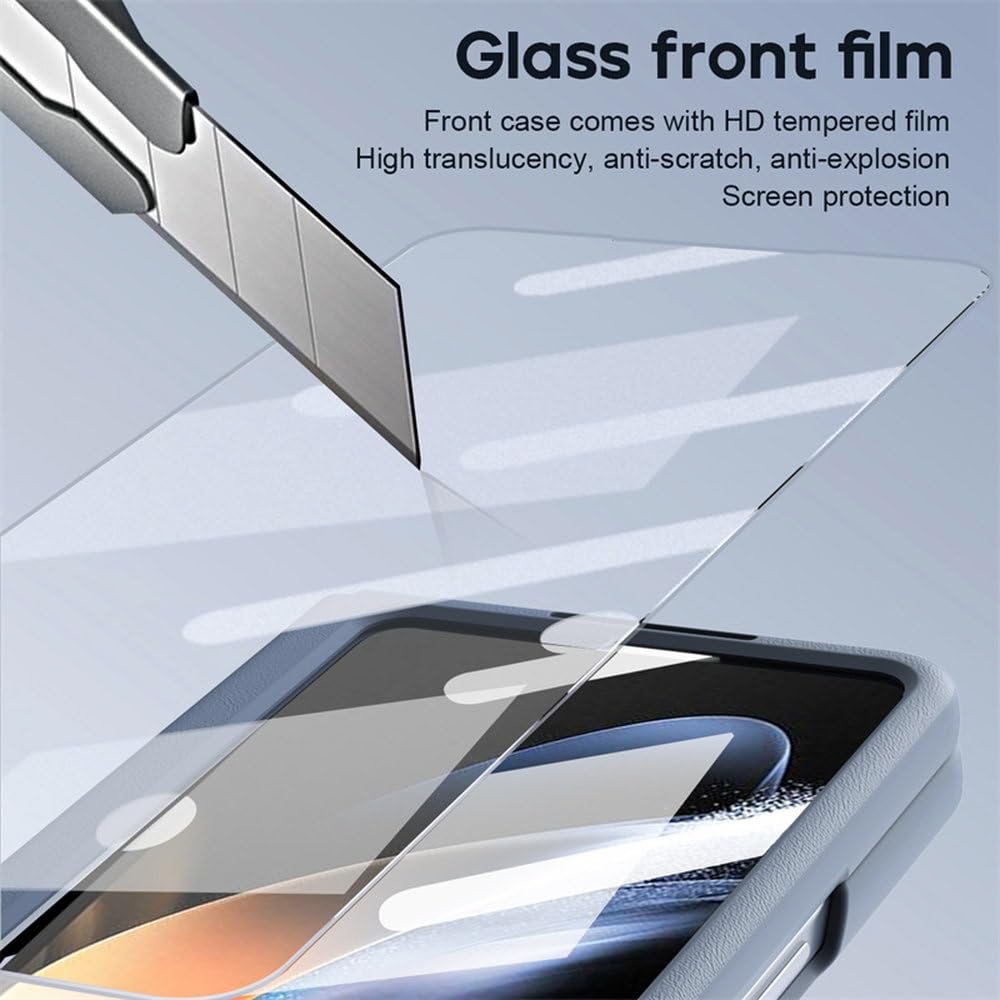 Funda para Samsung Z Fold 4 Funda de Cuero con Bisagra Plegable para teléfono para Samsung Z Fold 5 Funda con Ranura para bolígrafo Soporte para película Funda Protectora, Azul, para Z Fold 4