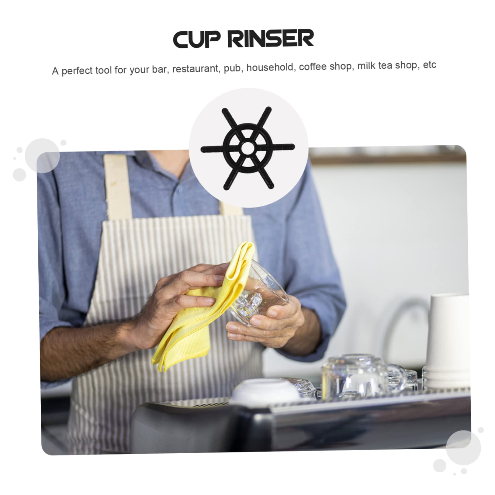 Veemoon 5 Piezas Cabezal de Enjuagadora de Limpieza de Vasos Accesorio Bar y Cafetería Compatible con Varios Tipos Vasos Restaurantes Práctico