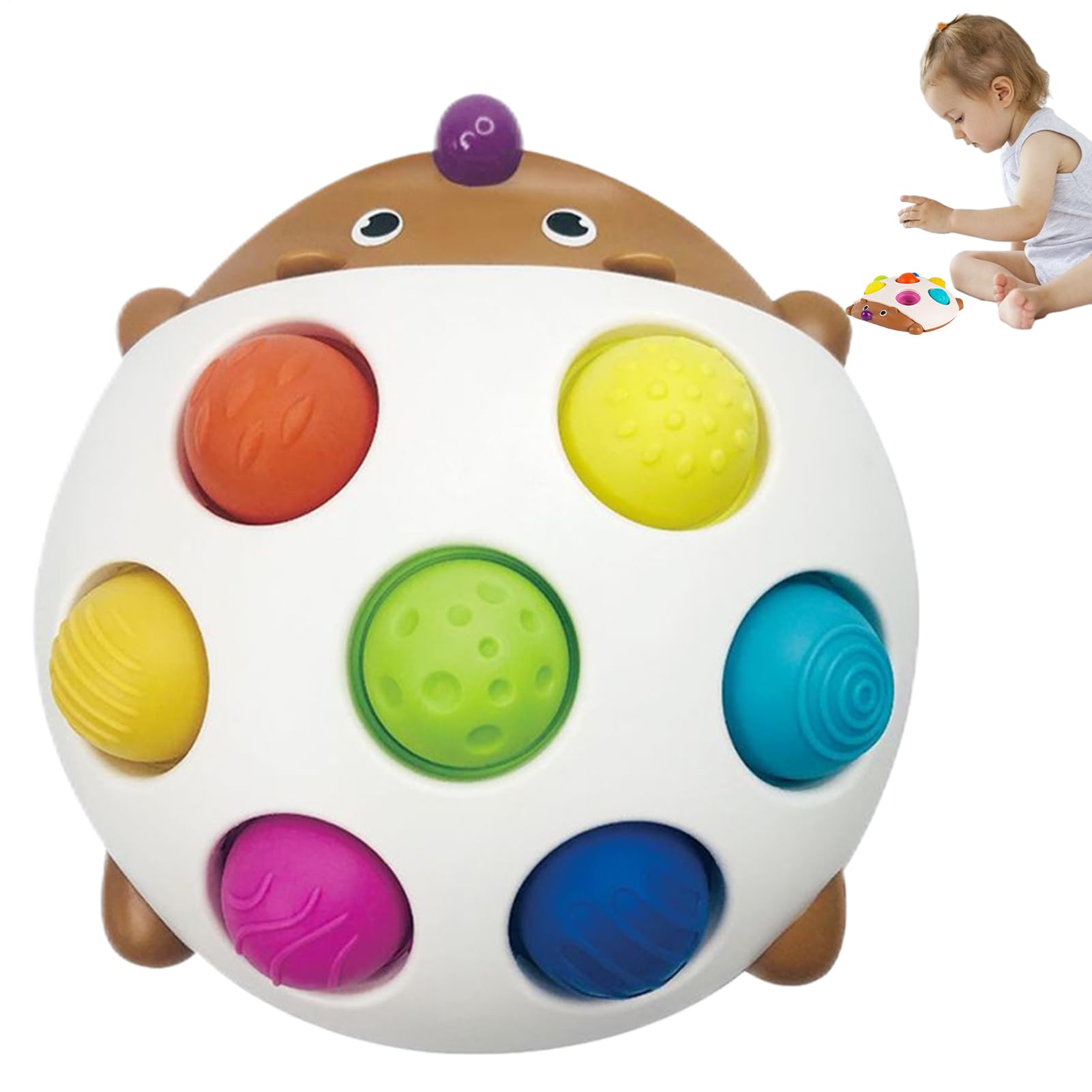 Toddler Squeeze Board Toy, Cute Hedgehog Shape Fidget Board, Color Recognition Sensory Toy for Boys and Girls, Calming Play for Nursery, Bedroom, Travel Use, 6.5x6.1x2.56 Inches