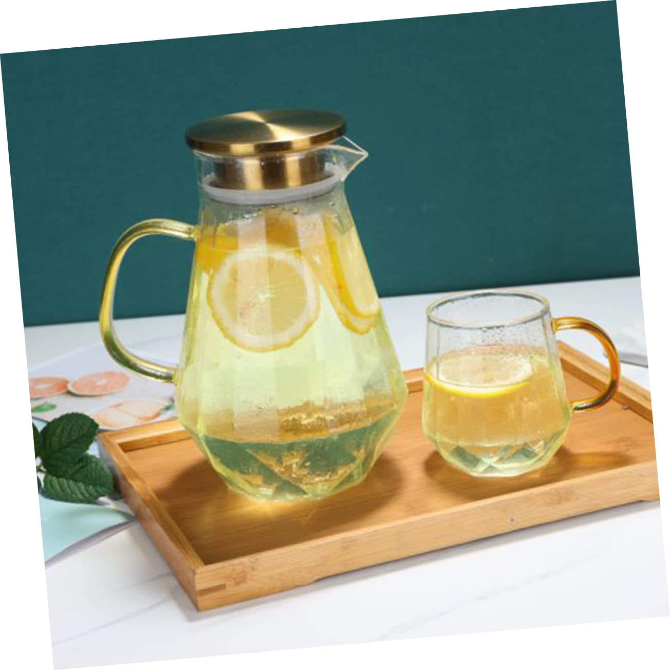 Jarra de Agua Helada 1500ml de Vidrio Borosilicato Tapa | Ligera y Portátil, Resistente al Calor, para Leche y Vino, Adecuado como Obsequio o Uso Diario en Casa