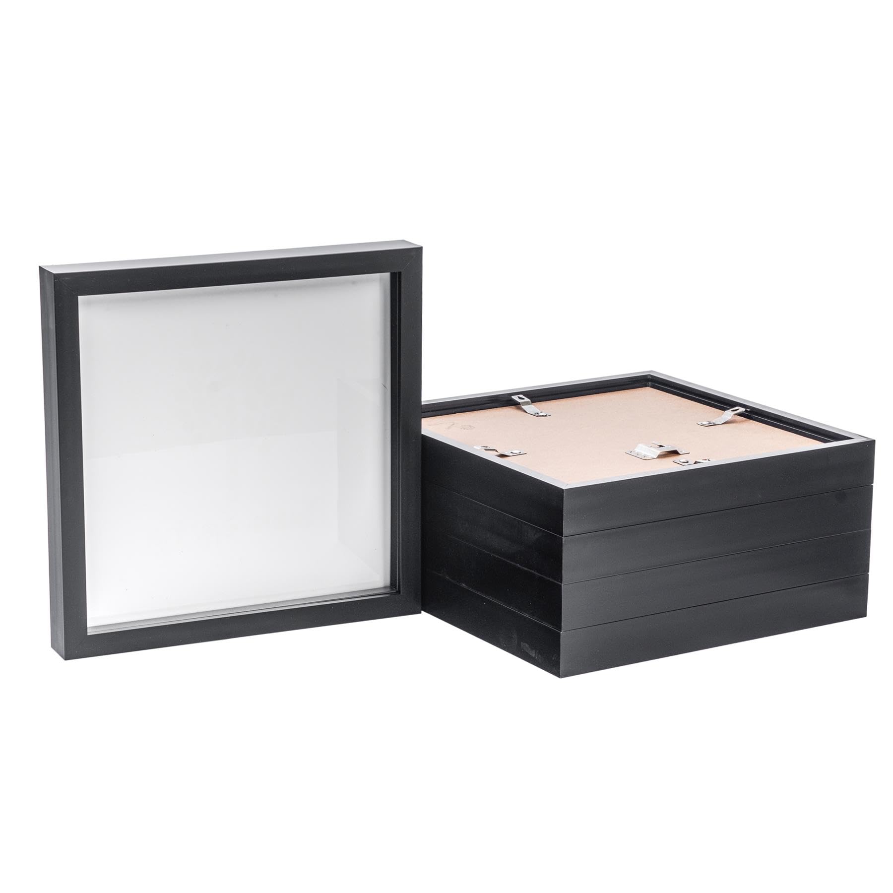 Nicola Spring Black 3D Shadow Box Photo Frames - 10 X 10 (25 X 25Cm) - Pack Of 5 - 3D Photo Frame Picture Frame Box Memorabilia Display Case For Object, Crafts, Keepsakes, Wedding, Graduation