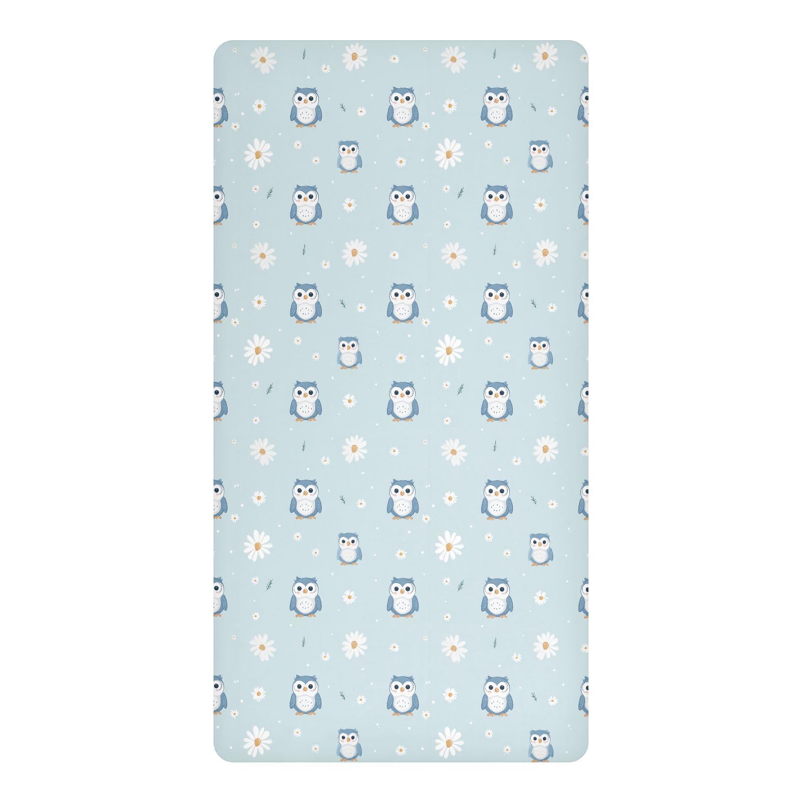Housse de matelas imperméable bébé 132x71 alèse drap bleu chouette