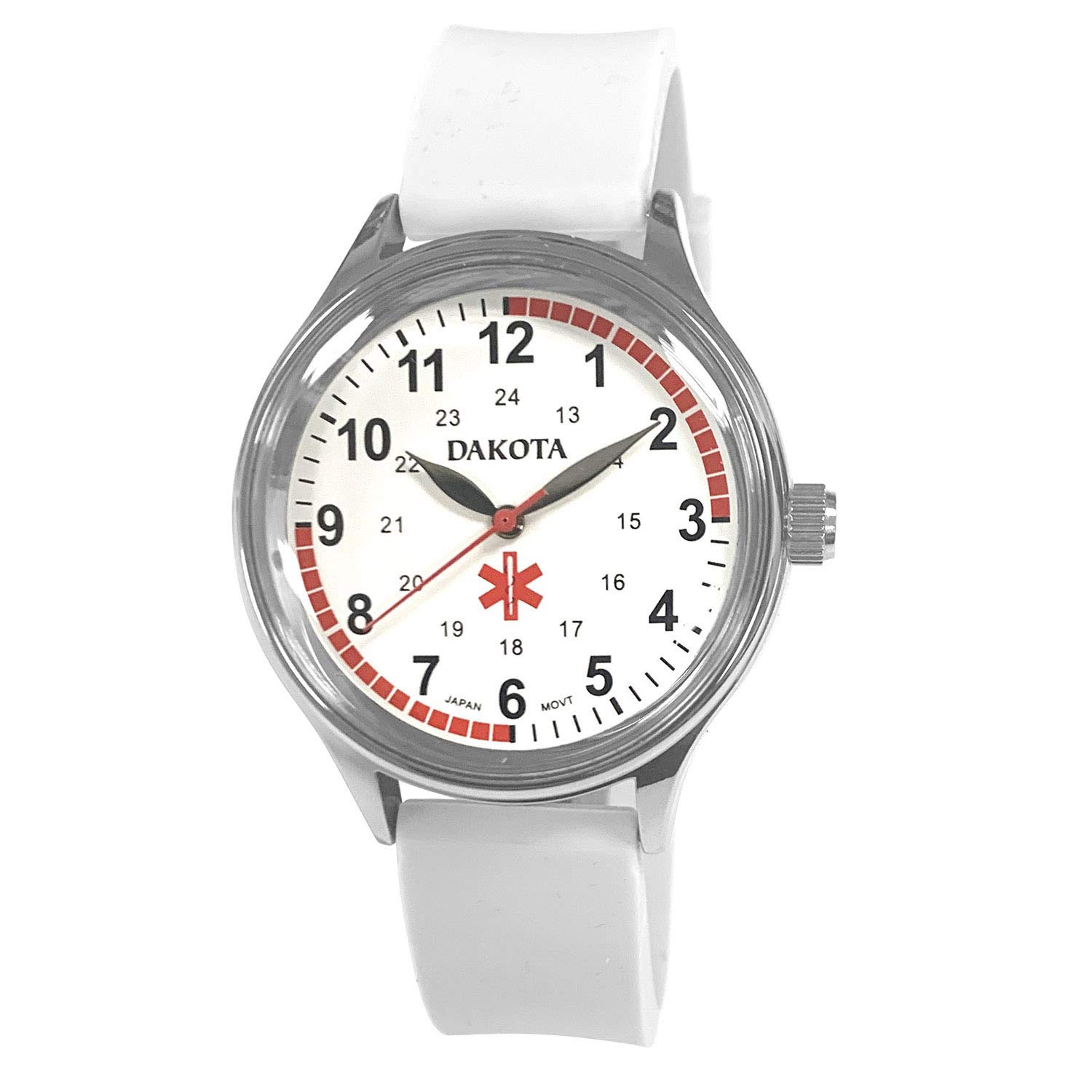 DakotaMidsize Nurse Watch 36mm Military Dial Water Resistant with Silicone Strap. A Watch for Nurses, Scrubs, Medical Watch, EMT Watch
