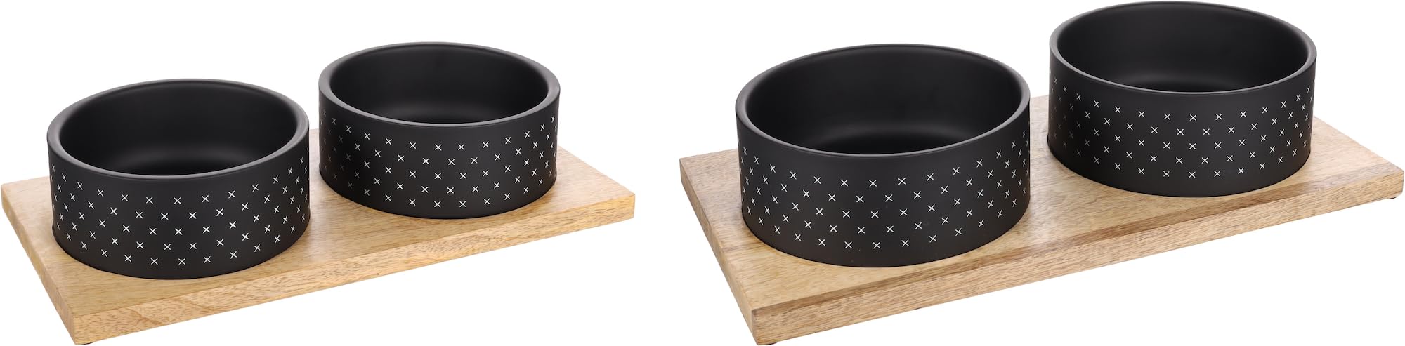 Personalizable comedero Doble Nervo M Negro – Antideslizante & Apto para lavavajillas – para Perros y Gatos – Personalizado con Nombre – Petslino