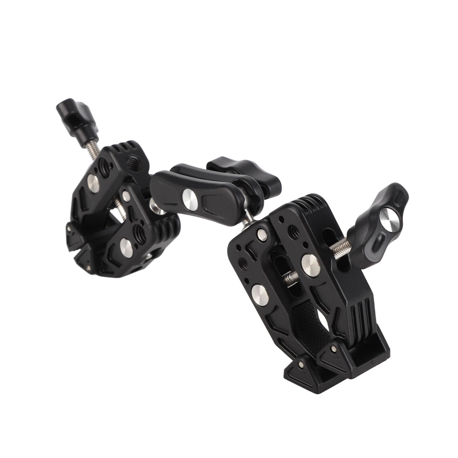Abrazadera de Cámara Dual, Soporte de Aluminio de Rotación de 360 ​​Grados con Zapata Fría de Interfaz de 1/4 y 3/8 Pulgadas para Equipos de Fotografía