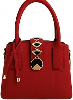 Elegant Women's Handbag, Faux Leather, Double Handles, Classic Design with Gold Charm