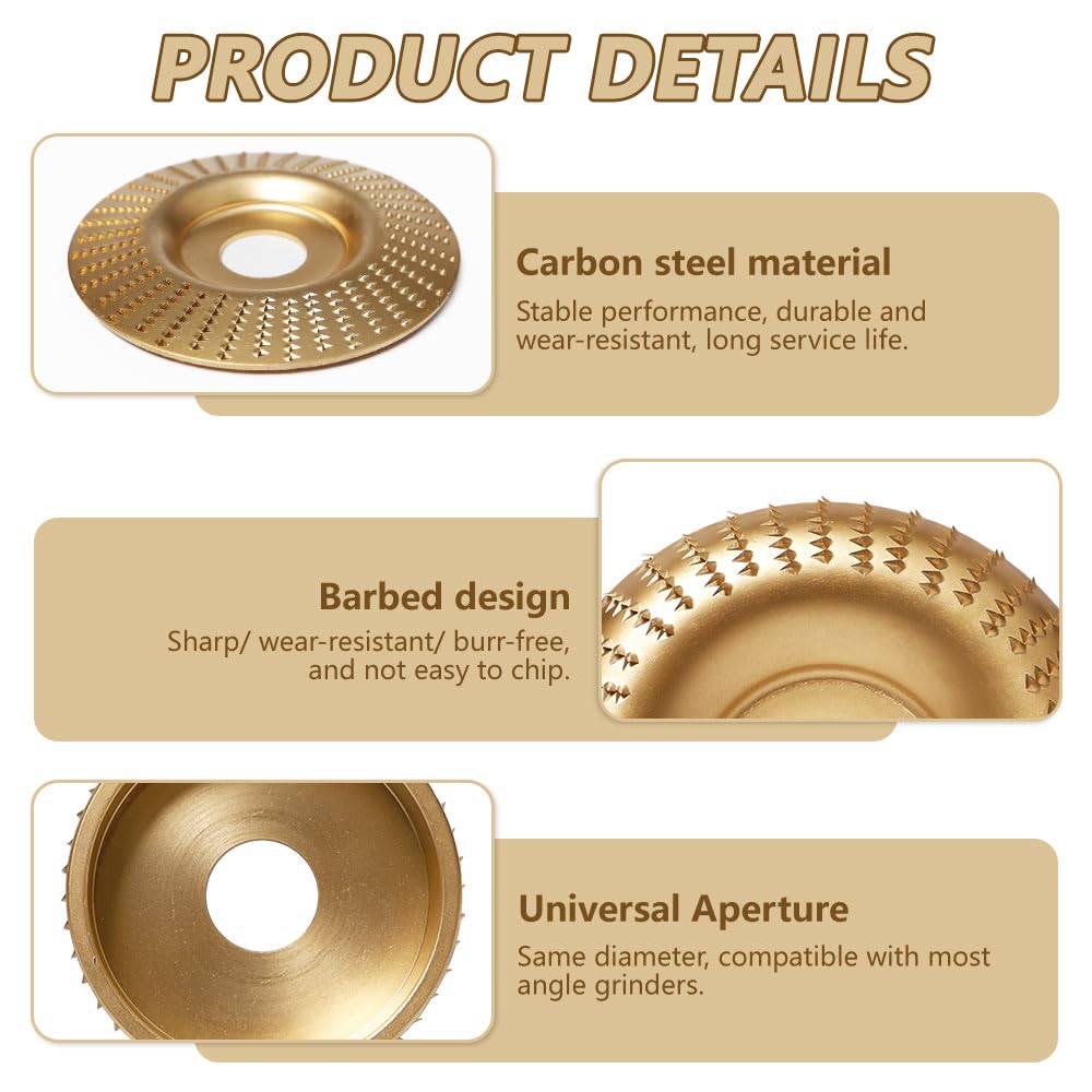 4 Piezas Disco Radial Madera Amoladora Muela Abrasiva, 100mm Disco Desbaste Madera Abrasivo con 5 Fresas Giratorias, DiáMetro Interior 22,2 mm para Smerigliatrice Angolare Tallar y Desbaste