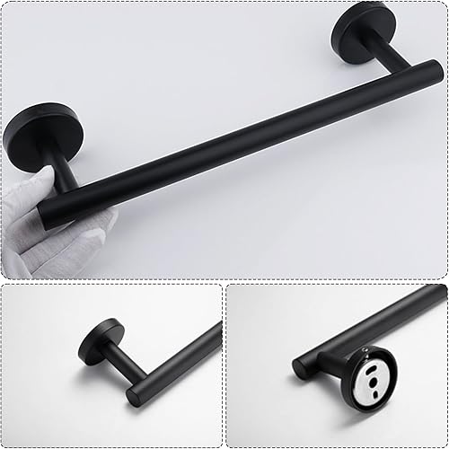 Miniatura 5 de Juego de 12 piezas de accesorios de baño negro mate, juego de toallero de baño incluye barra de toalla de 24 pulgadas, 16 pulgadas, soporte para