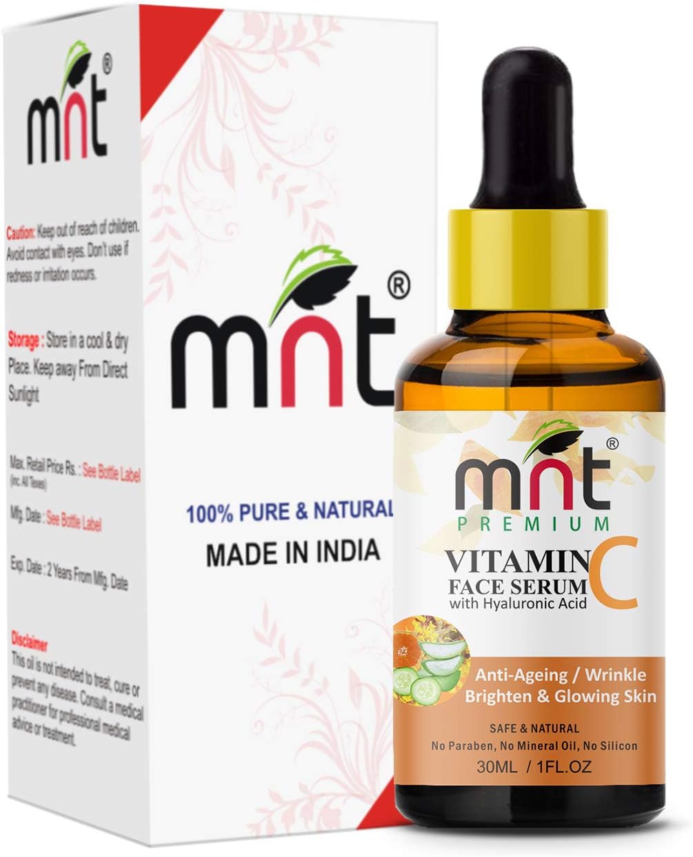 MNT Vitamin C Face Serum with Hyaluronic Acid (30ml) For Anti-Ageing, Wrinkle