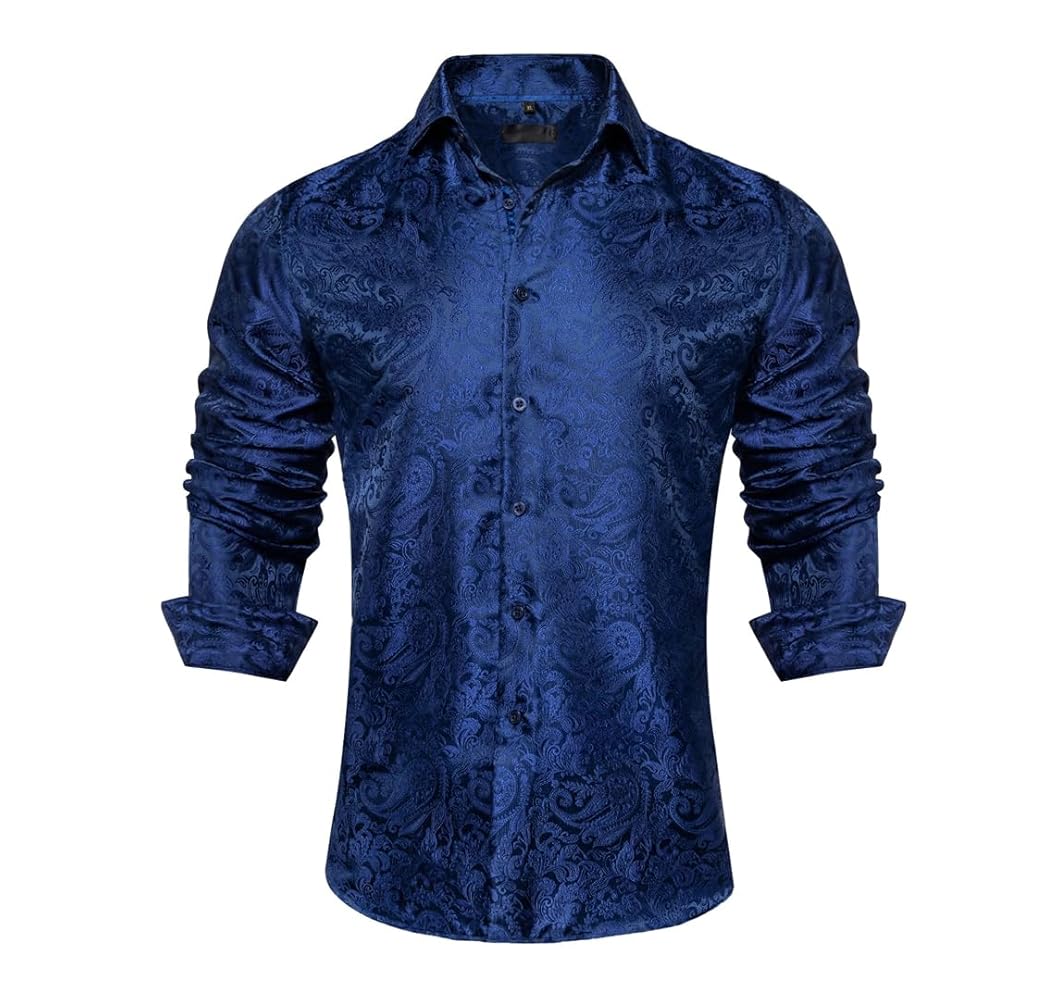 Amazon.com: Generic Men's Long Sleeve Black Paisley Silk