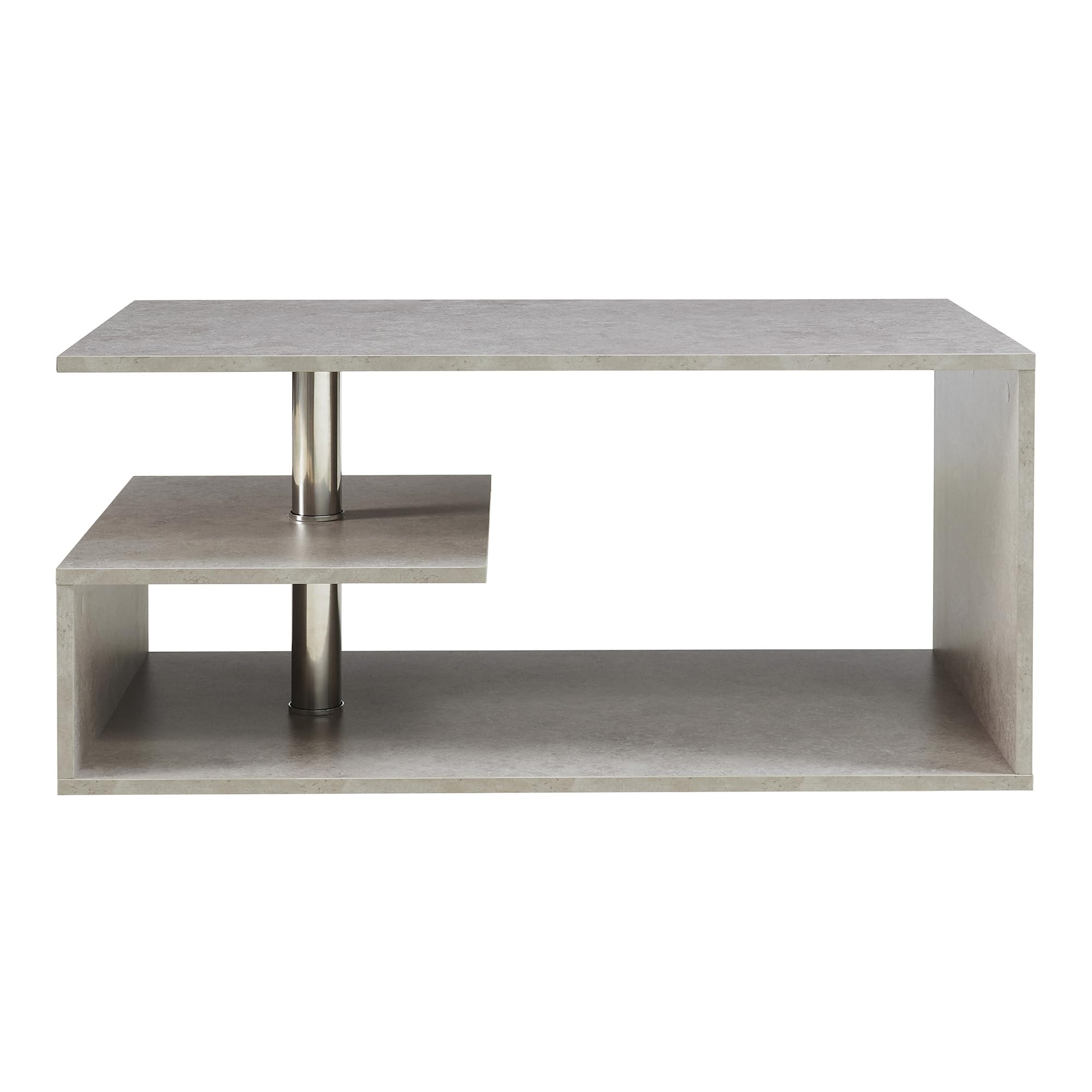[en.casa] Table Basse de Salon Design Intemporel avec Étagère de Rangement Plateau Rectangulaire Surface de Stockage Panneau de Particules 90 x 50 x 41 cm Effet Béton Clair