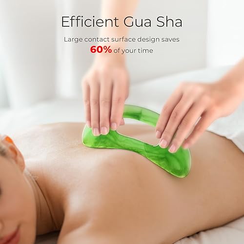 Miniatura 3 de Scienlodic Herramienta de masaje corporal Gua Sha con asa, herramienta Guasha más grande para masaje de espalda, cuello, cara, piernas, drenaje
