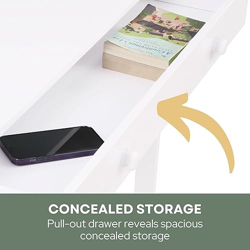 Miniatura 6 de Convenience Concepts - Mesa auxiliar con 1 cajón, color blanco, colección Oxford Blanco,Espresso