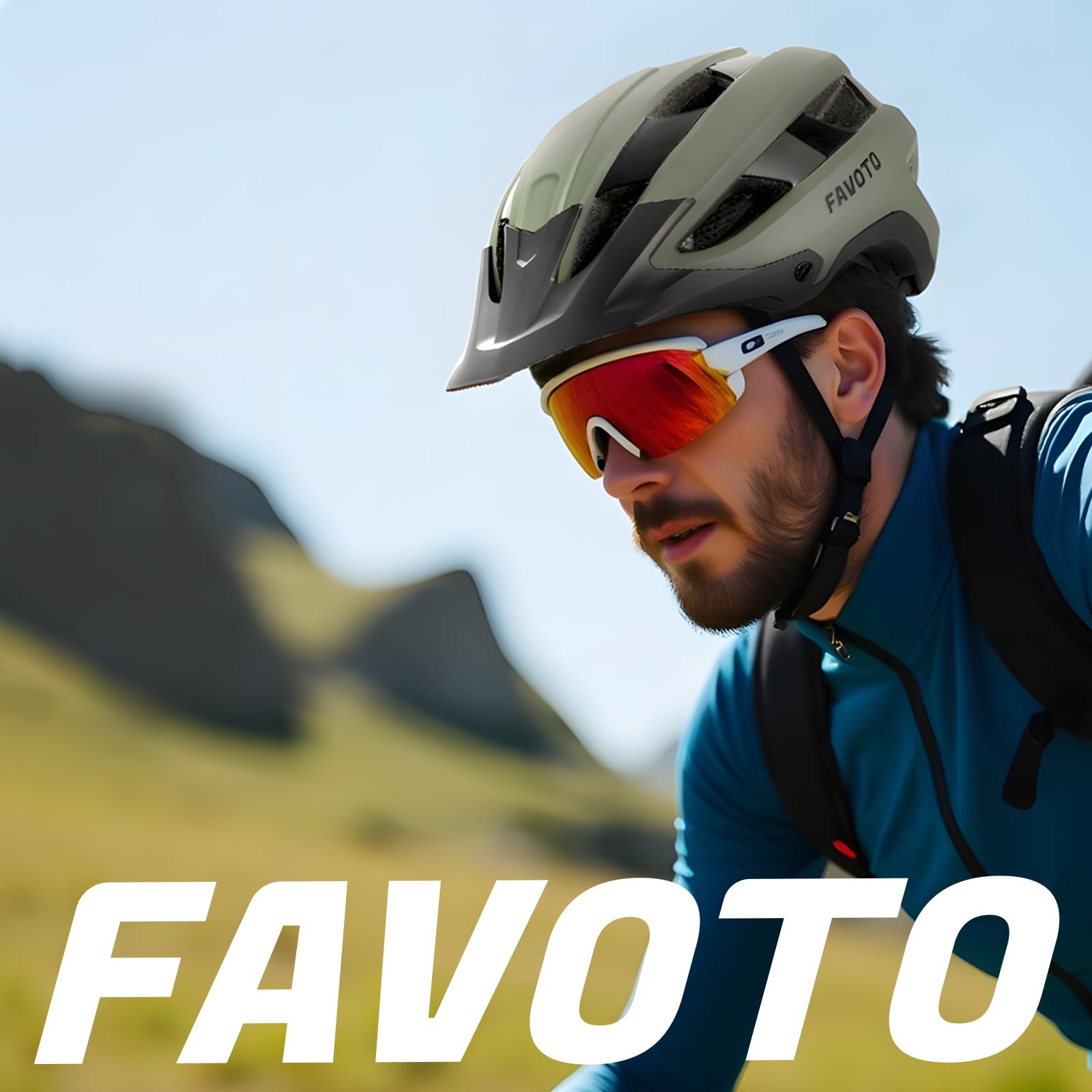 Favoto Casque VTT Adulte Léger Certifié CE Triple Protection Renforcée Visière Amovible Respirant Taille Réglable