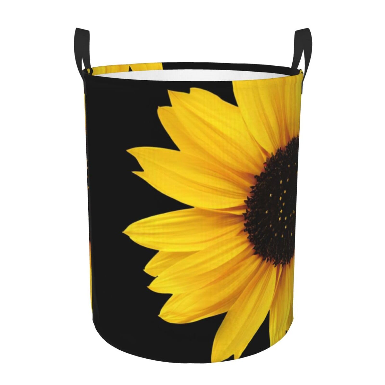 M Circular Hamper – Collapsible Wild Flower Sunflower Print Laundry Basket