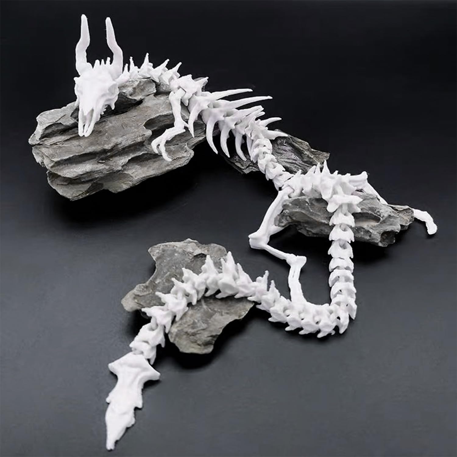 Chestnut-YX 3D Printed Skeleton Dragon Aquarium Decor,23in Articulated Dragon Aquarium Animal Skeletons, Reptile Tank Accessories,Fish Tank Decorations for Amphibians, Betta Fish, Shrimp (White) — image 1