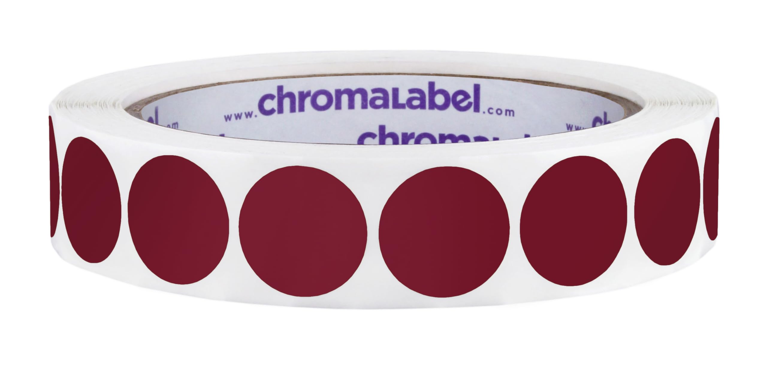 ChromaLabel 0.75 Inch Round Label Permanent Color Code Dot Stickers, 1000 Labels per Roll, Maroon