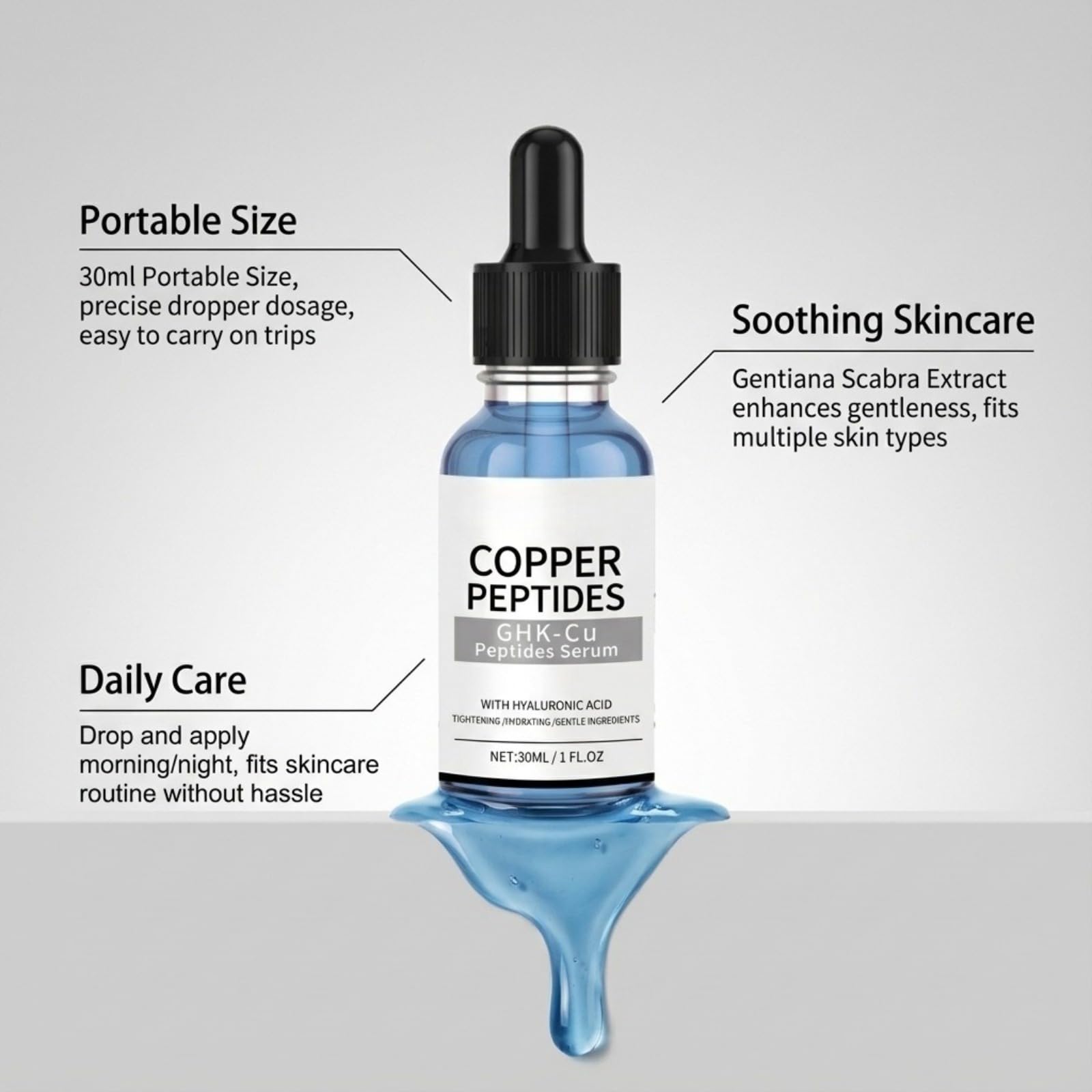 Siero peptidi con siero ialuronico per viso acido,con acido ialuronico - Siero viso anti,Siero viso con peptidi di rame. (3 bottiglie-30 ml)