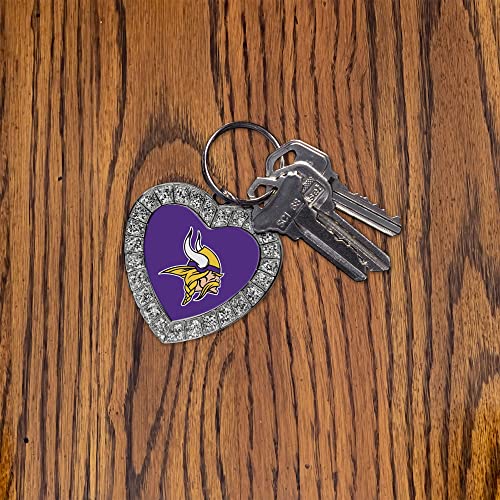 Image of Rico Industries NFL Football Rhinestone Heart Keychain - Great Accessory
