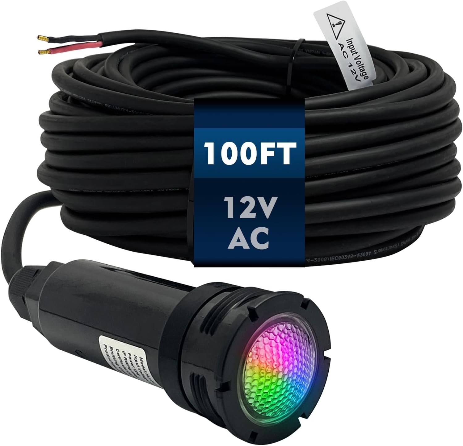 Direct Replacement for Jandy Nicheless Pool Light, 1.5 Inch LED RGBW Color Pool Light for Watercolors Nicheless, AC12V Underwater Swimming Pool Light Fixture with 100ft Cord IP68 Waterproof