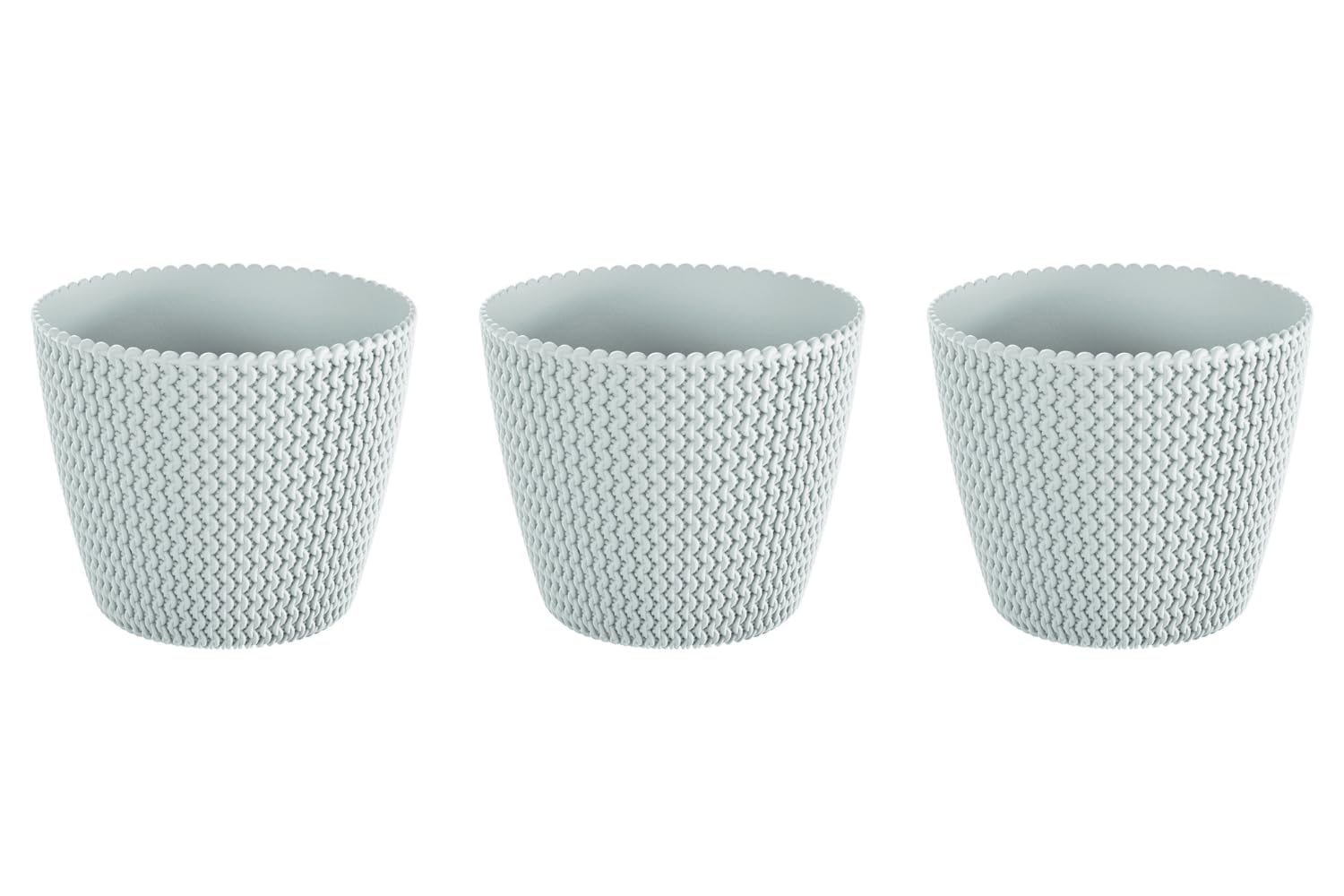 Stolmet Set of 3 SPLOFY Planters – 1.7L Round Indoor/Outdoor Pots, 157mm (6.18”) Diameter x 132mm (5.2”) Height – Stylish & Durable, (White)