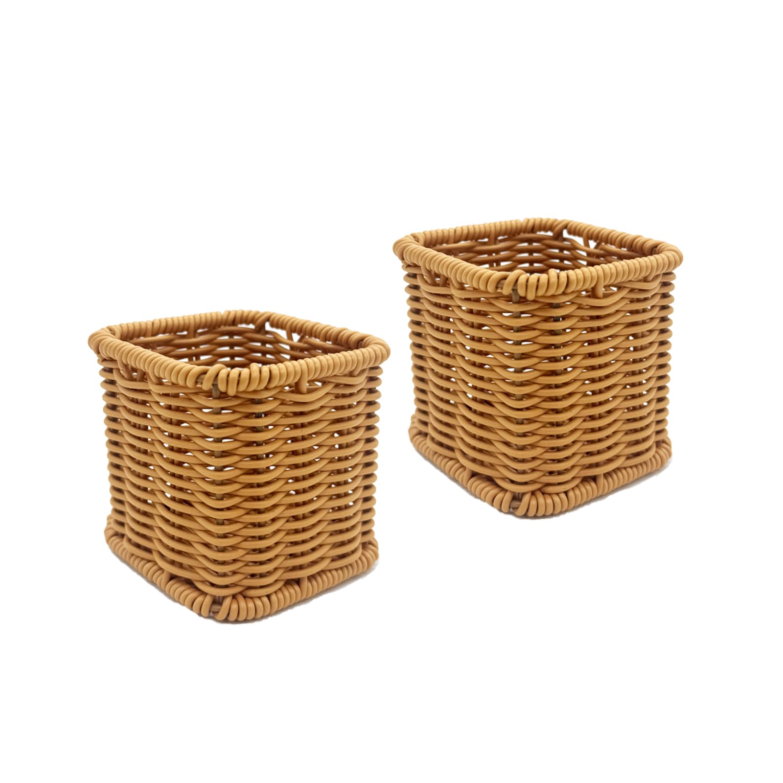 WuJiLiving Rattan Pencil Holder, Handmade Woven Pen cup, Remote Control Holder, Utensil Cutlery,Desk Accessories (2)