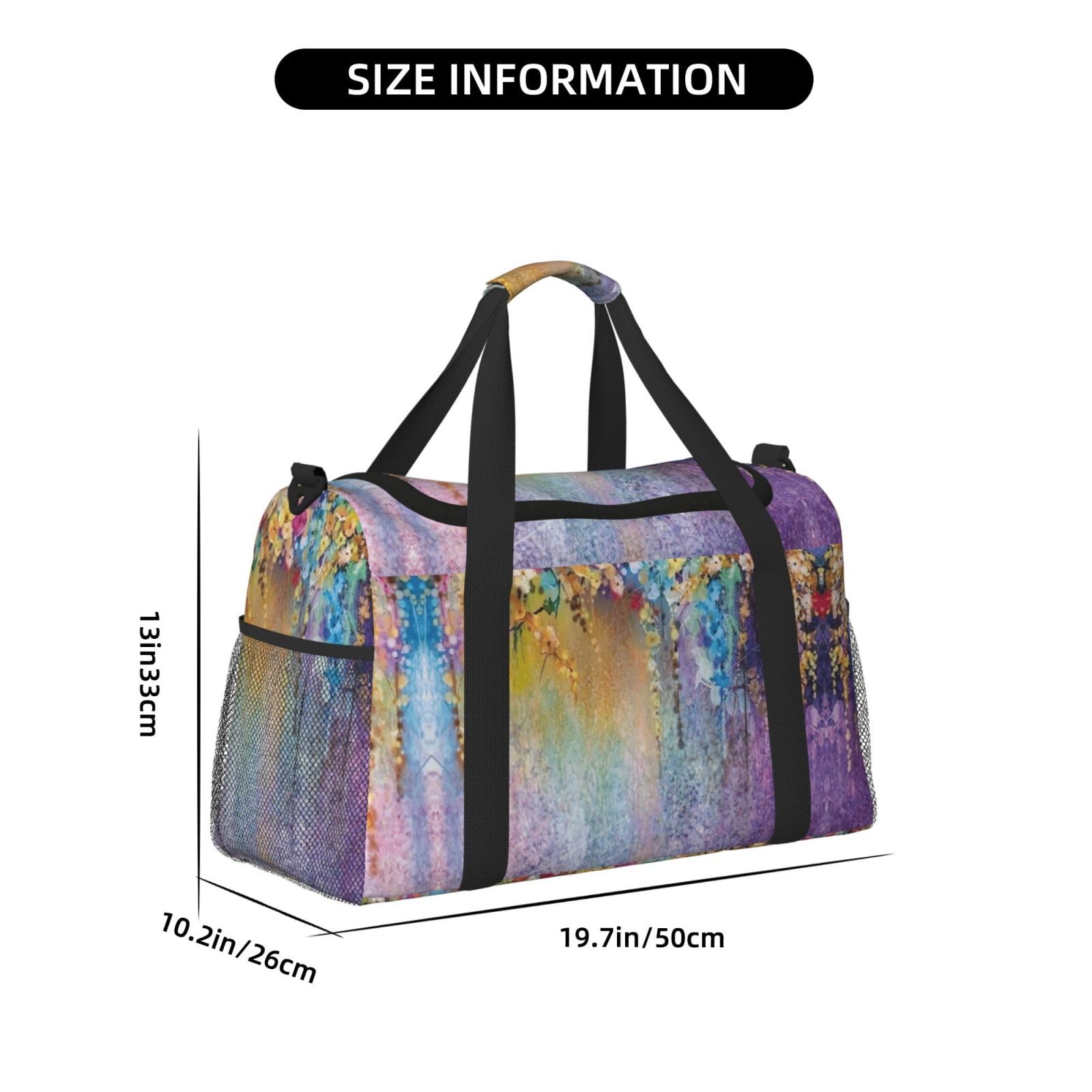 Borsa da viaggio con arbusti floreali, borsa da weekend, borsa da viaggio, borsa da viaggio, borsa a mano per allenamento, sport, ospedale