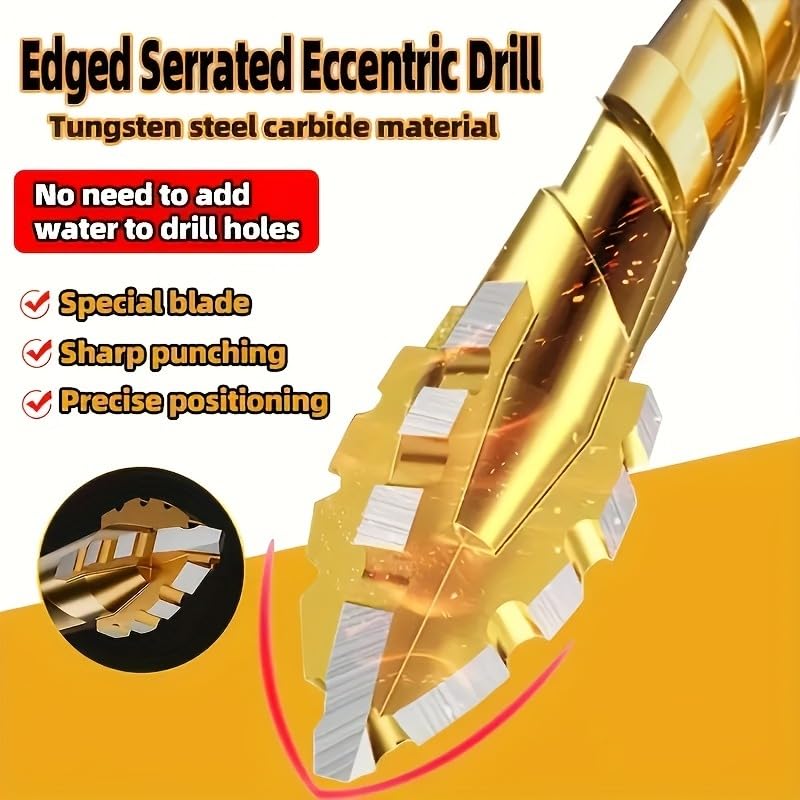 8pcs Hardened Alloy Drill Bit Set 8-Piece 4-Flute Core Design with Sharp Landing Tip for Concrete Brick Ceramic Tile Drilling, Golden