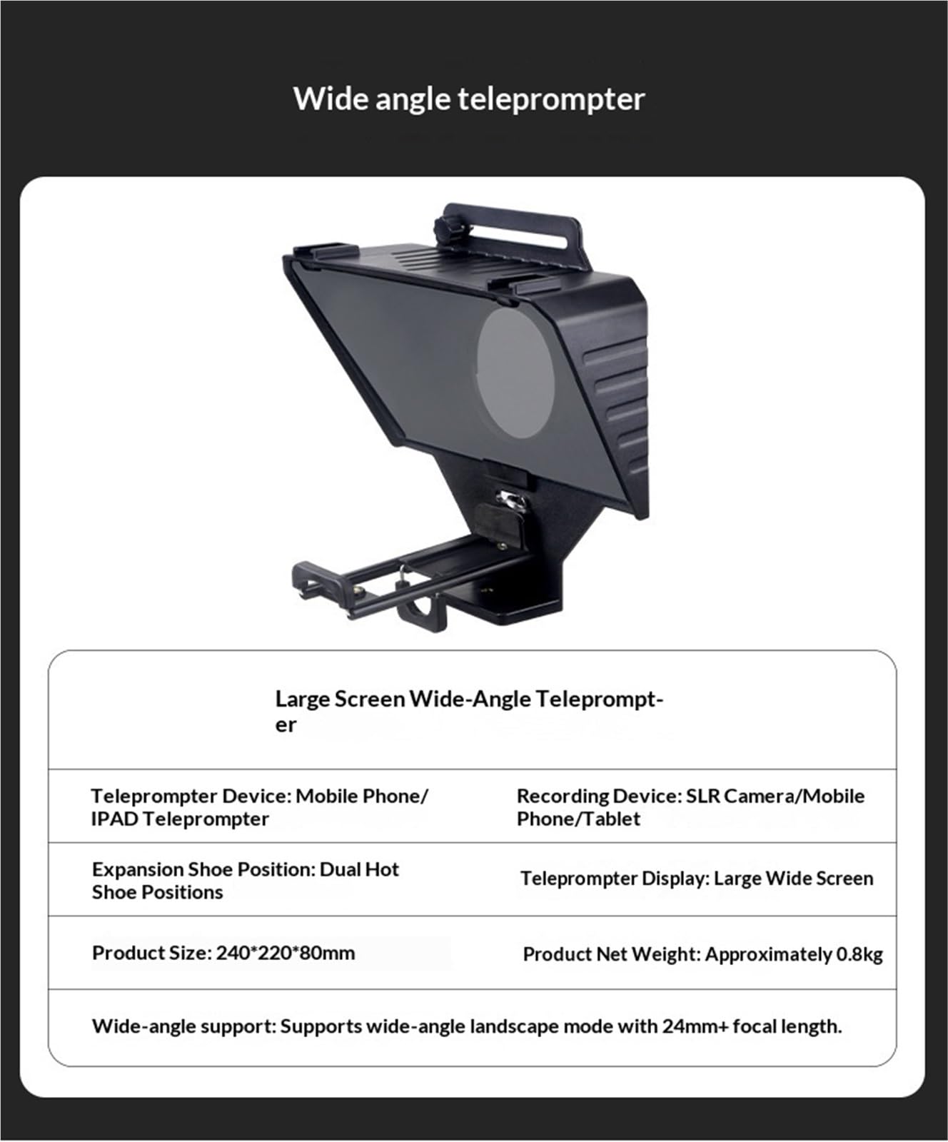 Teleprompter, Teleprompter Für Tablet-Smartphone-Kamera, Tragbares Kit Mit Fernbedienung Und Adapterringen Für Ultraweitwinkelobjektiv,für Live-Streaming