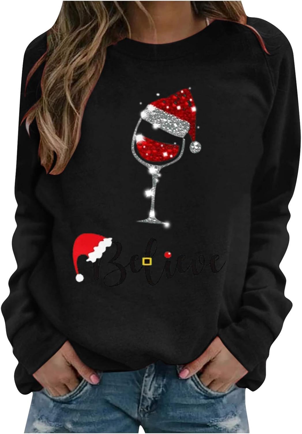 Christmas Shirt Women's Christmas Pattern Christmas Jumper Ugly Christmas Sweater Classic Basic ...