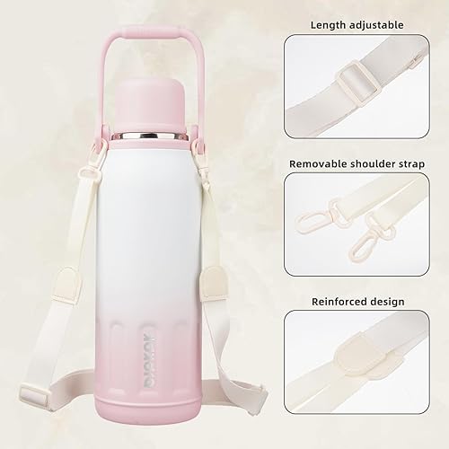 Miniatura 4 de BJPKPK Botella de agua térmica de 50 onzas con tapa y asa de transporte, botellas de agua de acero inoxidable aptas para lavavajillas, para