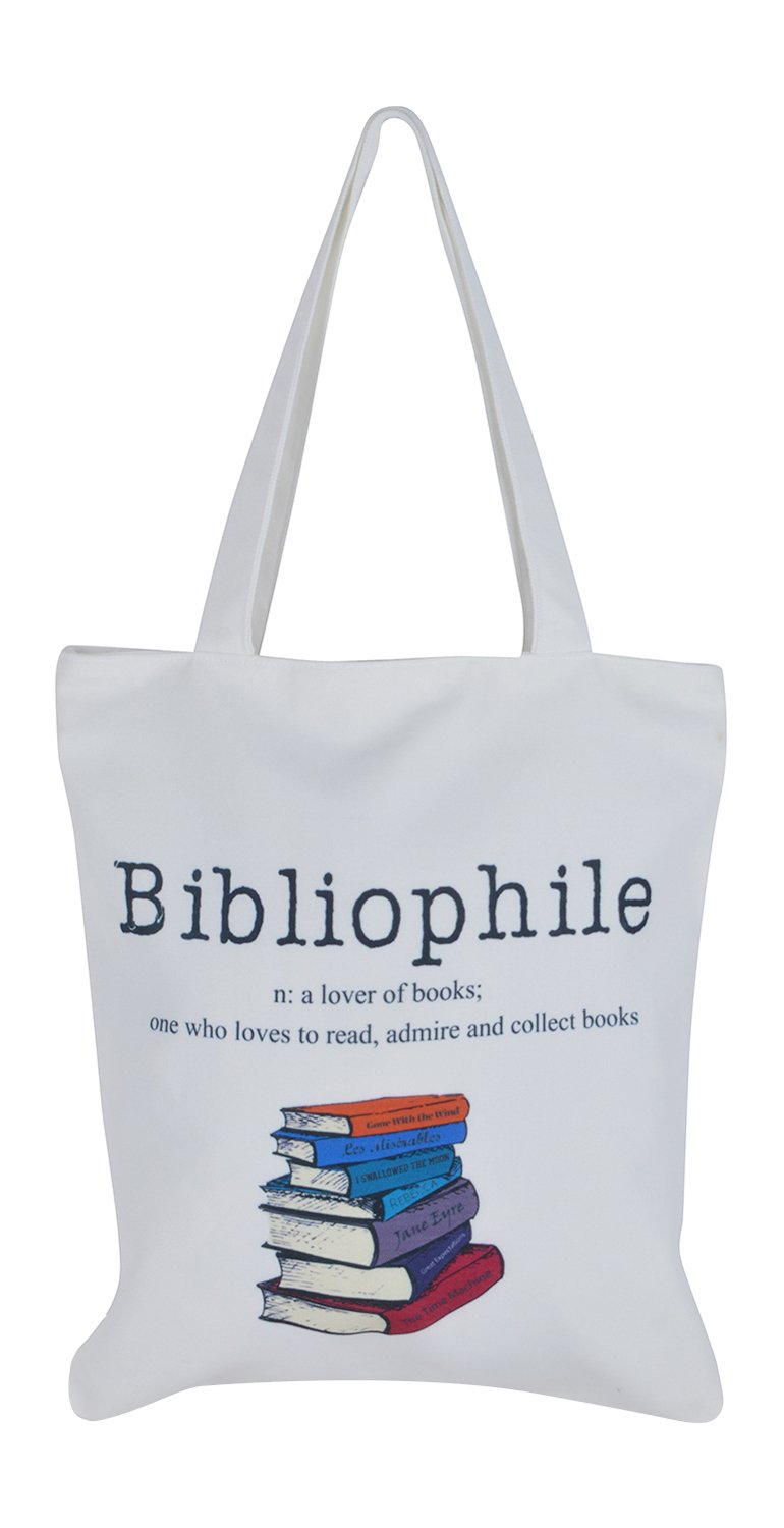 Books etc Women's Canvas Bibliophile Tote Bag (White)