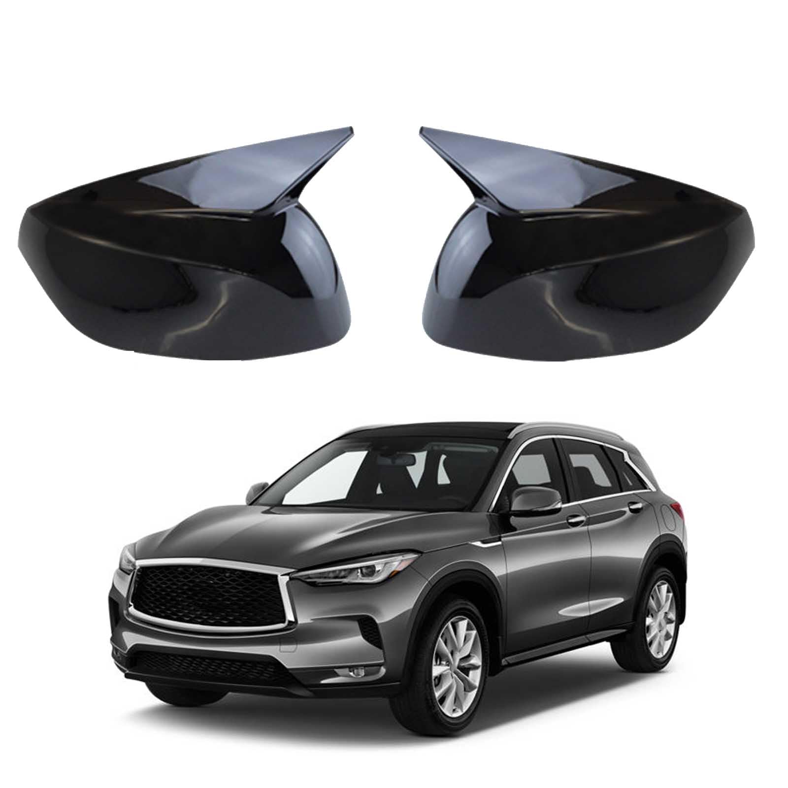 PAPEP Door Mirror Cover Caps for Infiniti QX50 2019-2023, Left Right Side Wing Rearview Mirror Cover Lid 2 Pieces Exterior Styling Accessory,Glossy black
