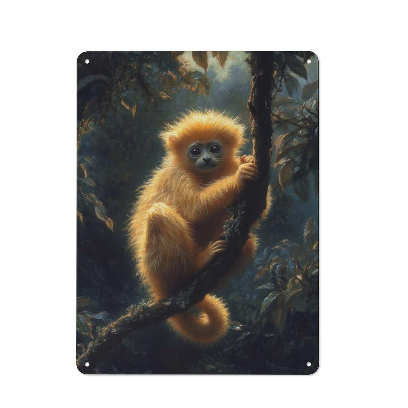 Junmoney Golden Monkey In Jungle Metal Sign 40X30cm With For Garage Wall, Vintage Decor, Winter Wall Decor For People Furnishing A Garage